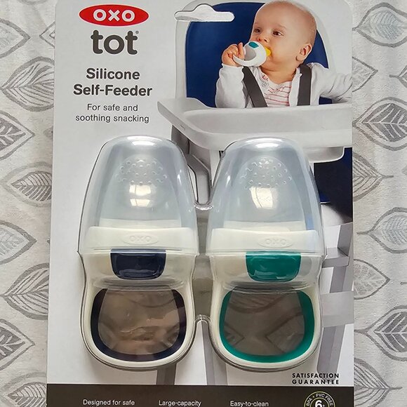 OXO Tot Silicone Self Feeder - 2pk - Navy/Teal - Picture 1 of 6